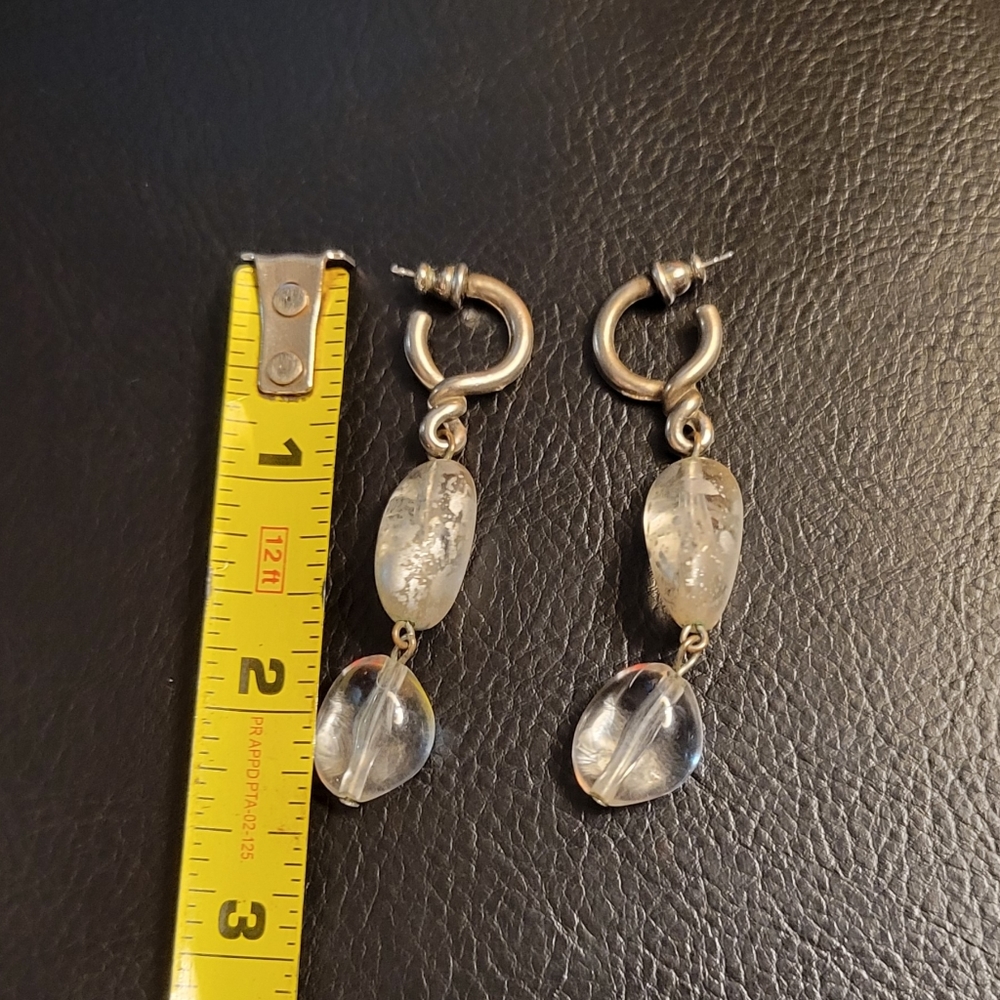 Silver Tone Translucent/Clear Acrylic Teardrop Da… - image 3